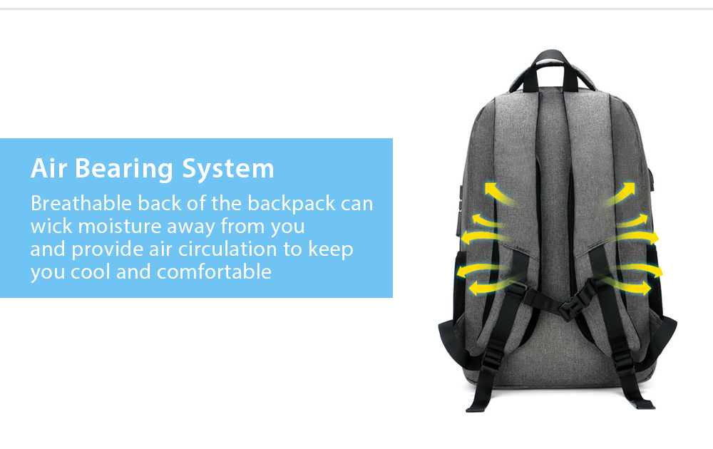 AUGUR Leisure Anti-theft Laptop Travel Backpack with USB Charging Port