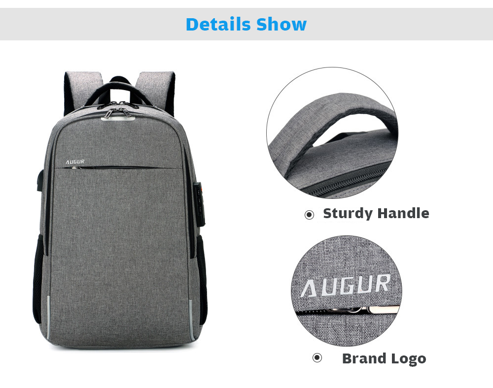 AUGUR Leisure Anti-theft Laptop Travel Backpack with USB Charging Port