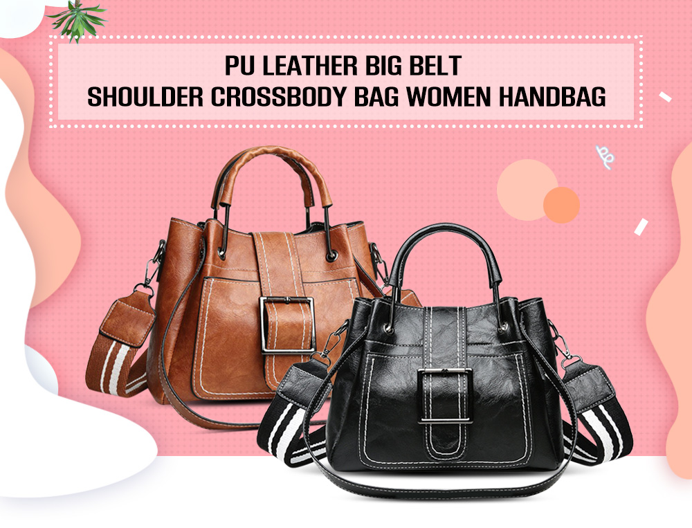 PU Leather Big Belt Shoulder Crossbody Bag Women Handbag