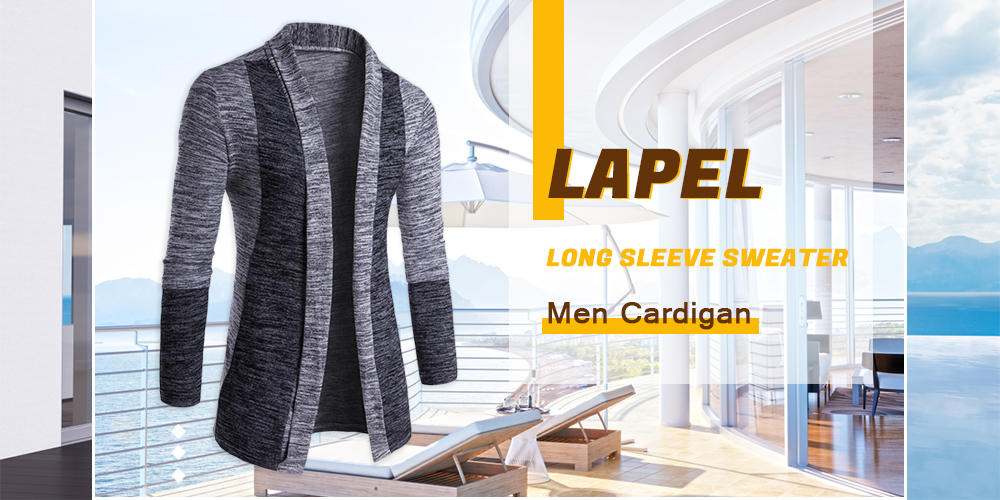 Lapel Long Sleeve Sweater Men Cardigan