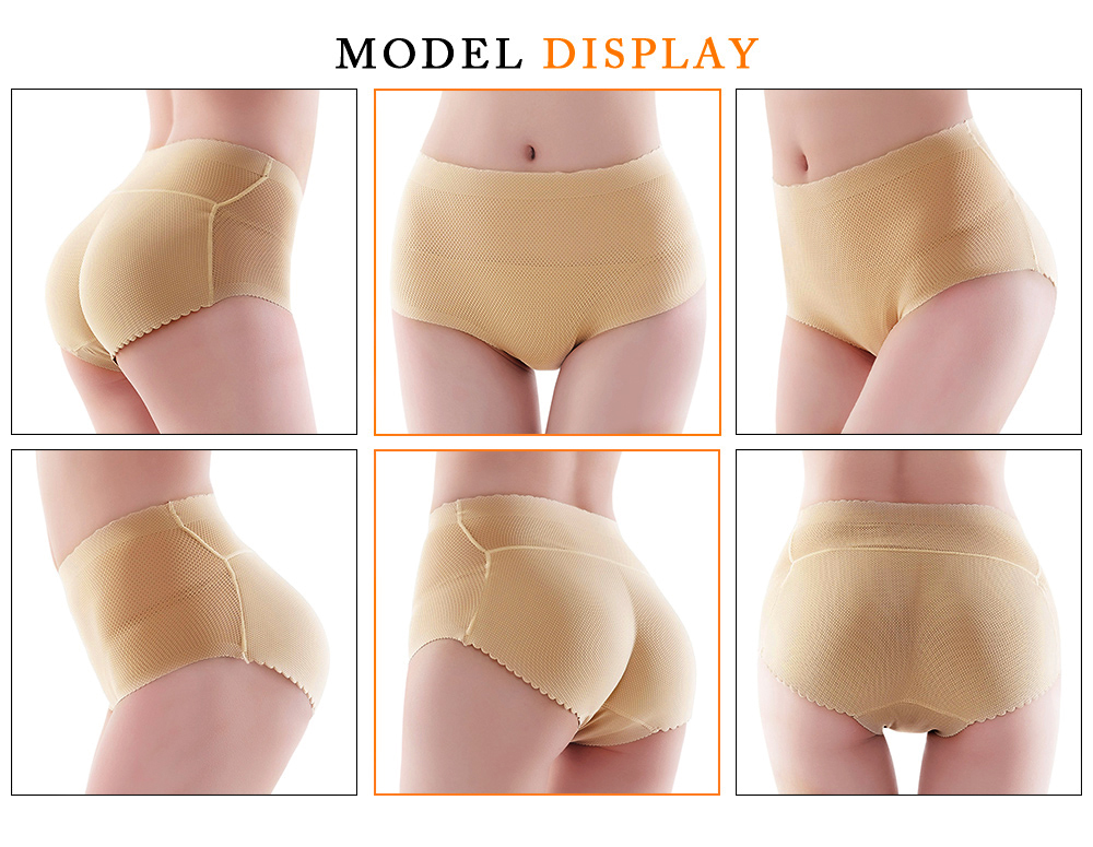 Mid Waist Solid Color Padded Seamless Women Body Shape Slimming Panties