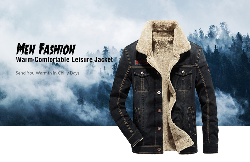 Fashion Warm Brushed Liner Denim Jacket Chaqueta for Men