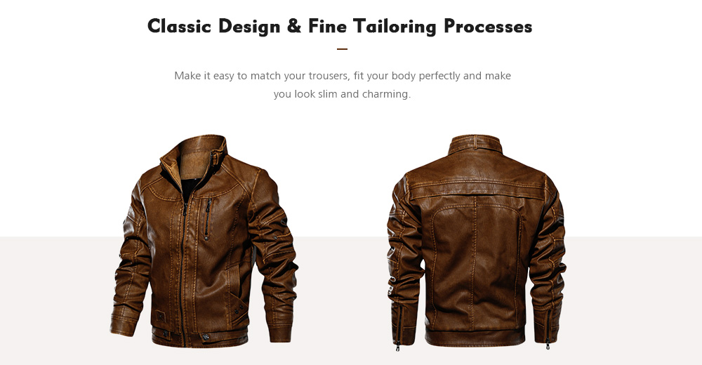 QIQICHEN Men's Locomotive Leather Plus Size Jacket