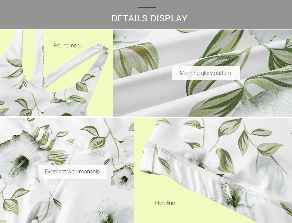 Morning Glory Pattern Printed Yoga Sports Suit with Chest Pad