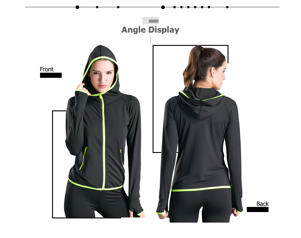 Long-sleeved Yoga Coat Sportswear Hoodie with Zipper