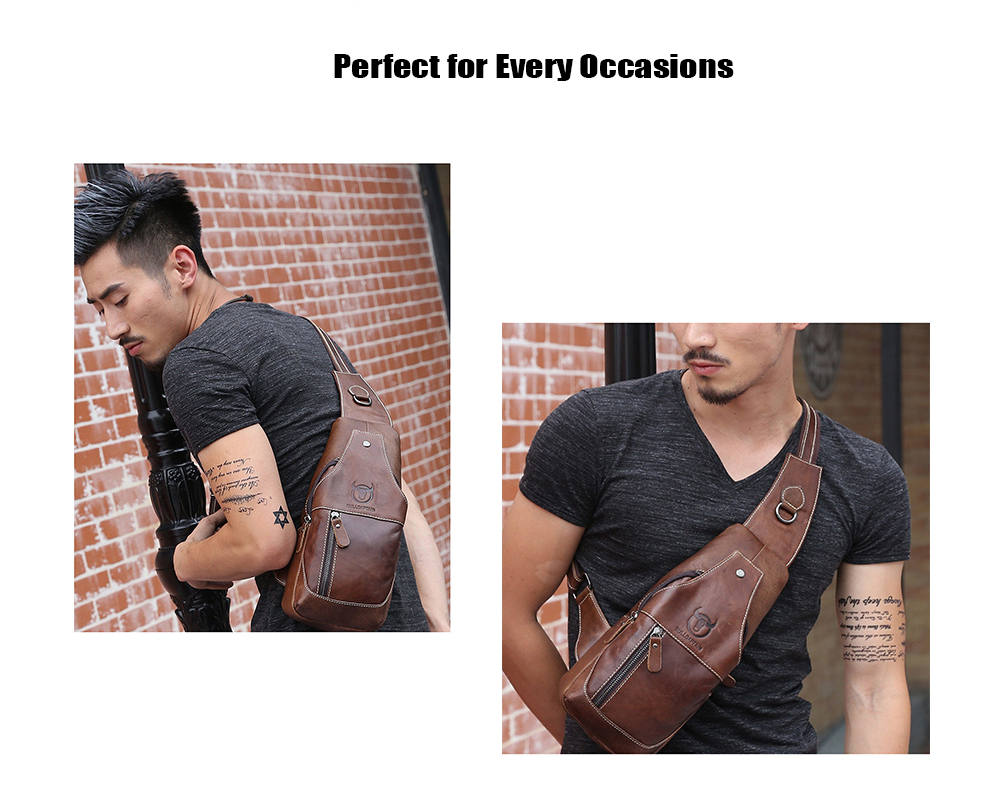 BULLCAPTAIN Genuine Leather Shoulder Bag for Men