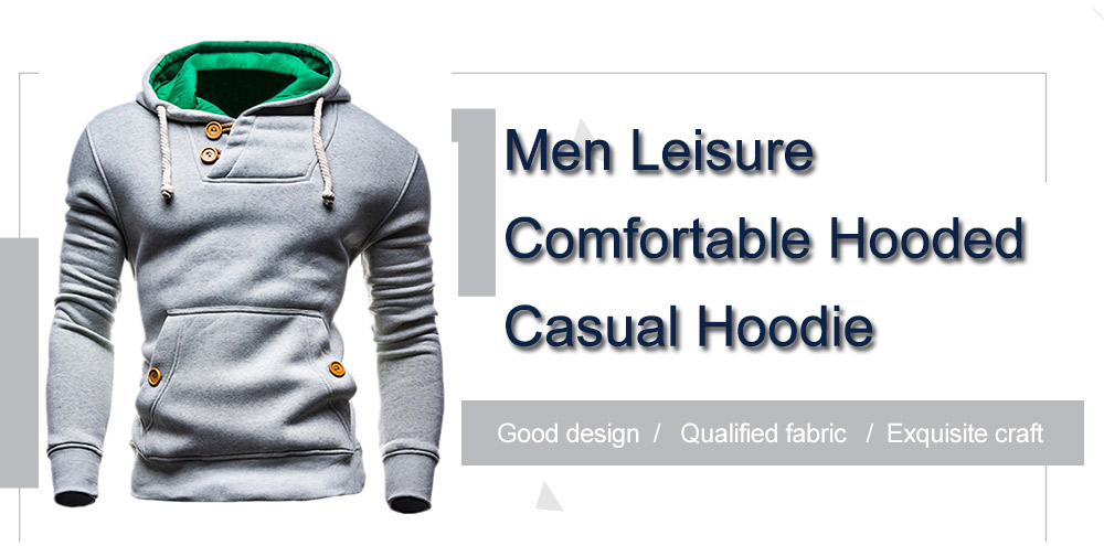 Men Hooded Hoodie Comfortable Long Sleeve - Lapis Blue - 4W24825617 Size M