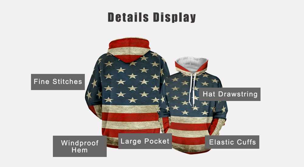 Distressed American Flag Pullover Hoodie