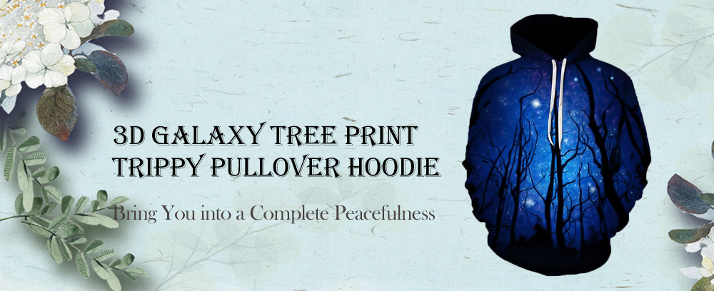 Hooded Galaxy Tree 3D Print Trippy Pullover Hoodie