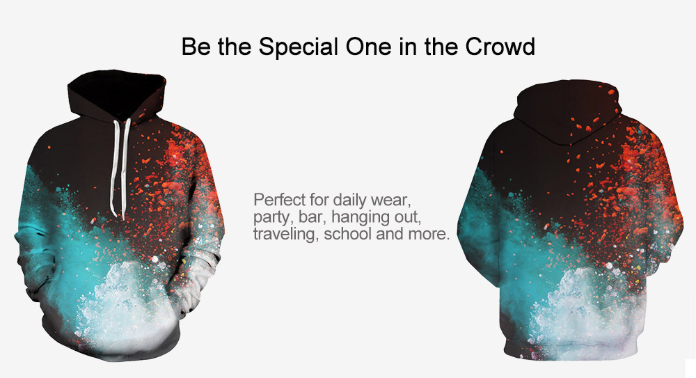 3D Ombre Splatter Paint Print Pullover Hoodie