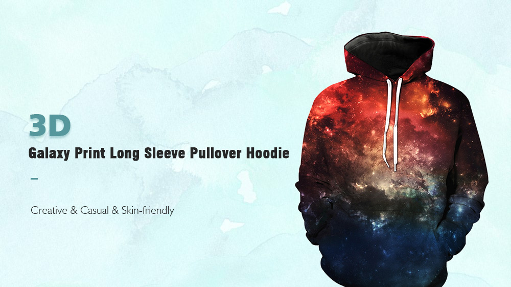 Hooded 3D Galaxy Print Pullover Hoodie