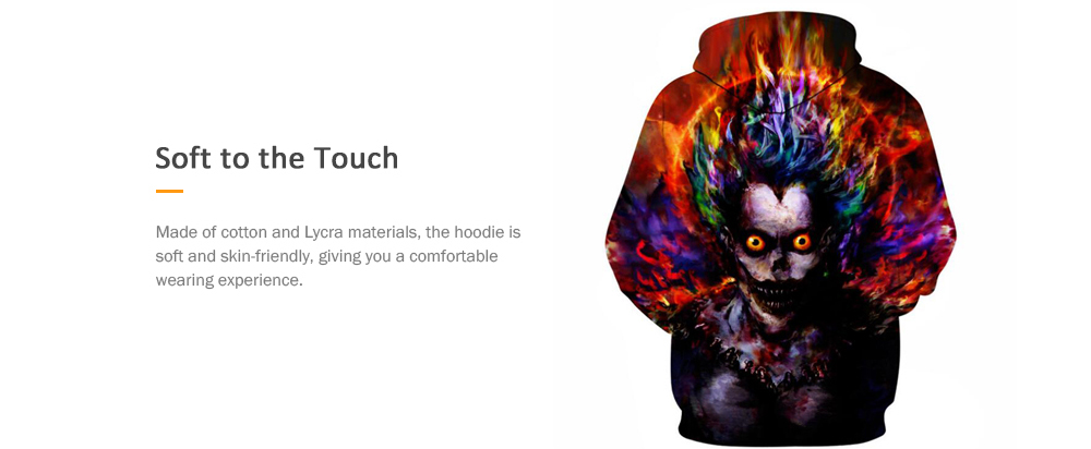 Men's Casual Plus Size Black 3D Print Hoodie Demon Print Sweatshirt