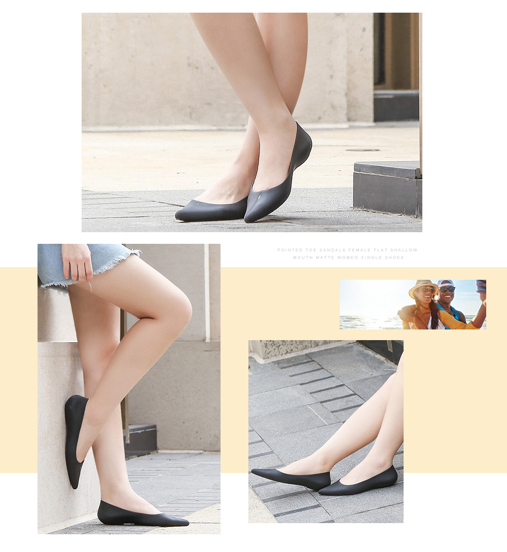 Pointed Toe Sandals Female Flat Shallow Mouth Matte Women Single Shoes