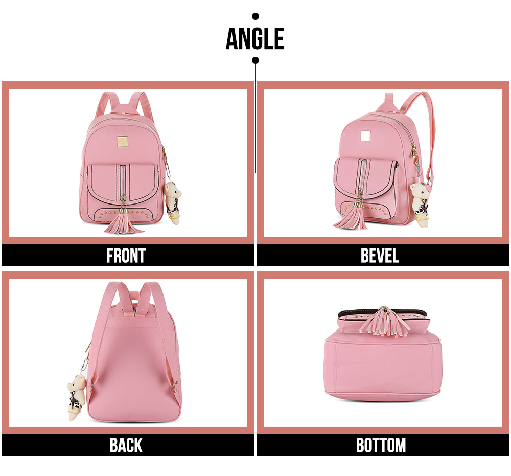 Guapabien Women Small Tassel Rivet Casual Backpack