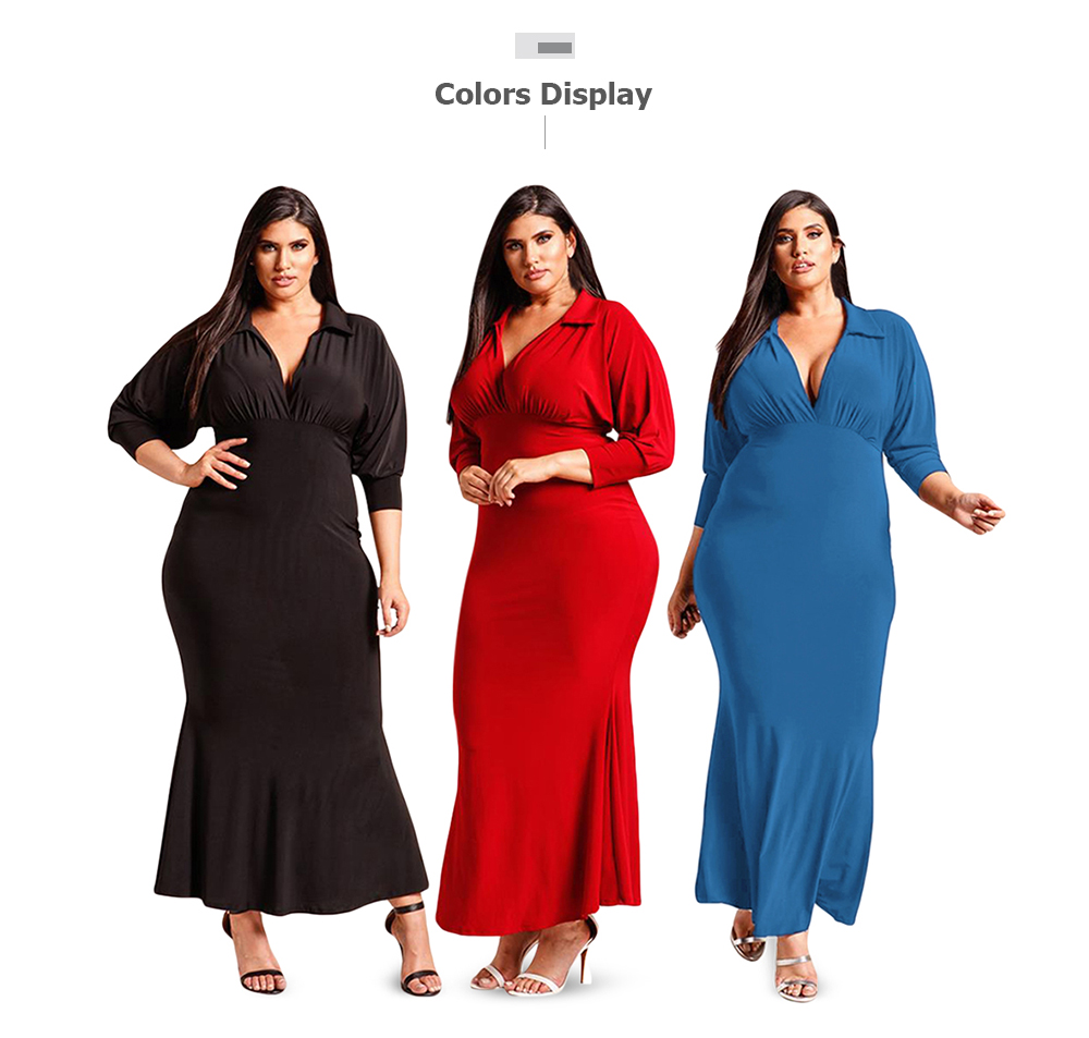 V-neck Collar Half Sleeve Stylish Women Long Dress