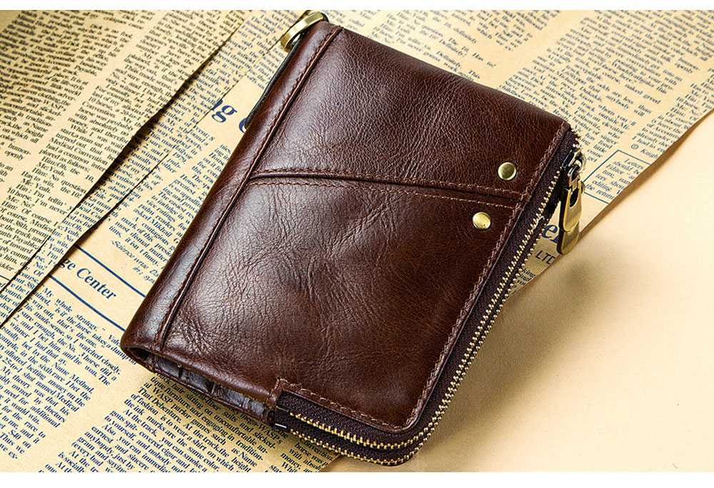 GZCZ Men Multifunctional Wallet Leisure Zipper Anti-theft