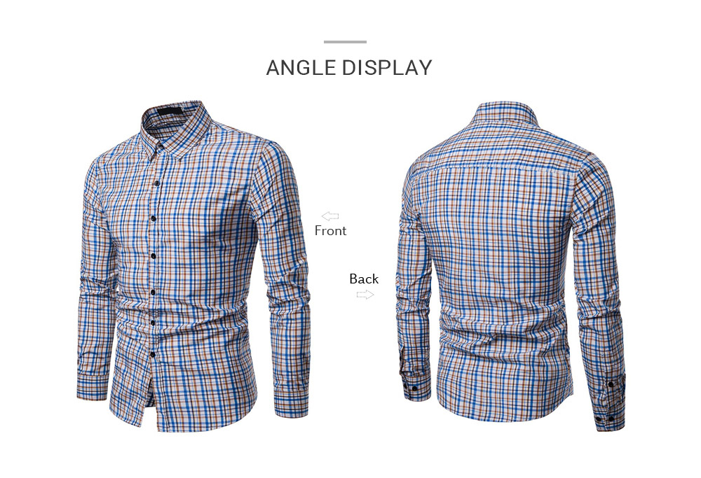 Men Plaid Casual Long Sleeve Shirt Soft Slim Fit Style Man Clothes