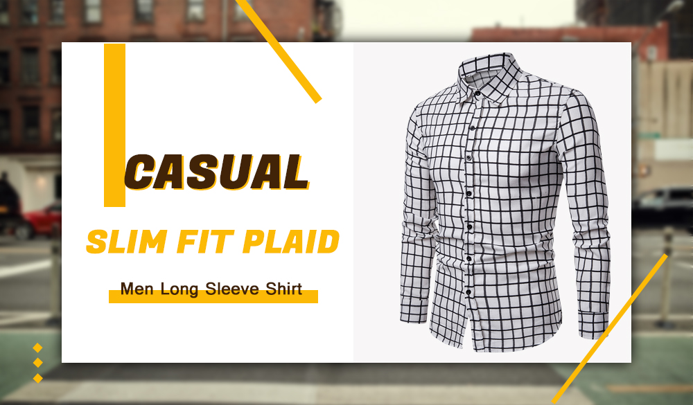 Casual Soft Slim Fit Style Plaid Men Long Sleeve Male Shirt