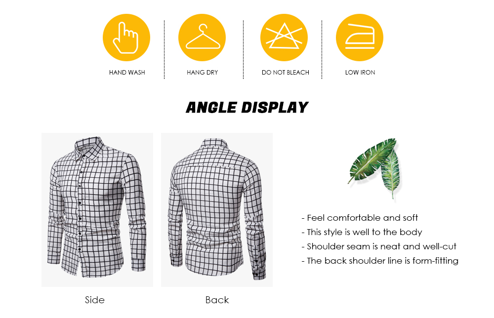 Casual Soft Slim Fit Style Plaid Men Long Sleeve Male Shirt