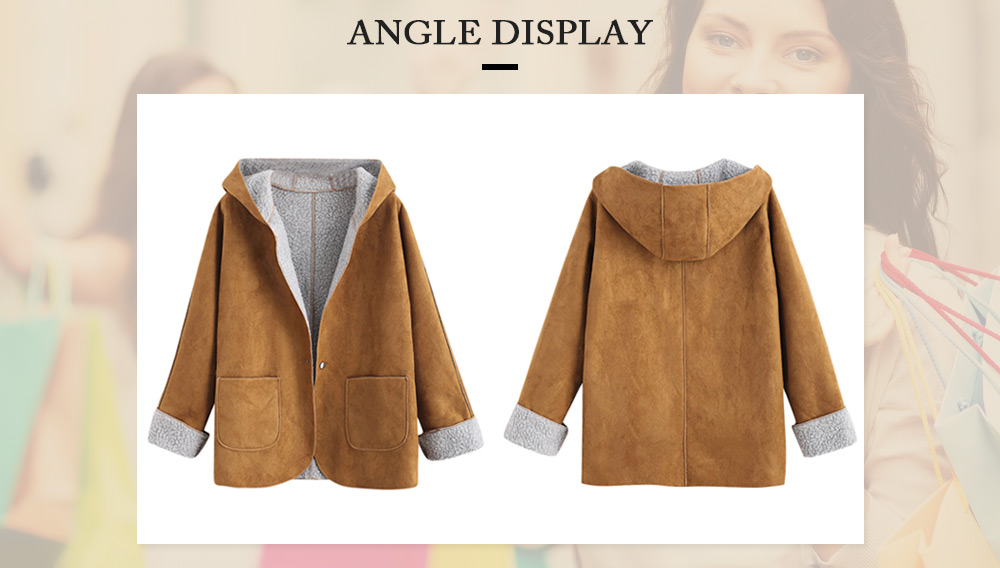 Snap Button Hooded Sheepskin Coat