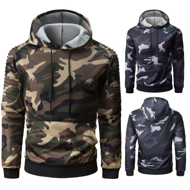 Layer Raglan Sleeves Camouflage Hoodie