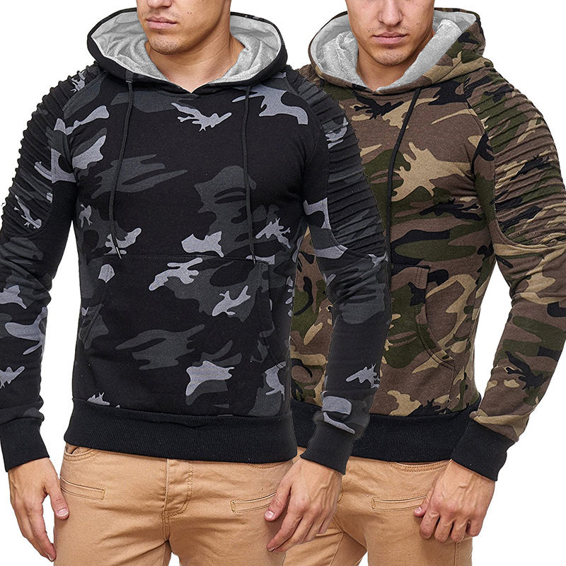 Layer Raglan Sleeves Camouflage Hoodie