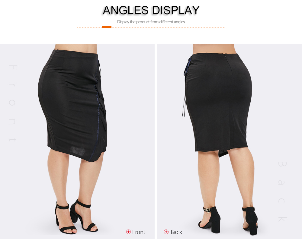 Plus Size Ruffle Trim Knee Length Skirt