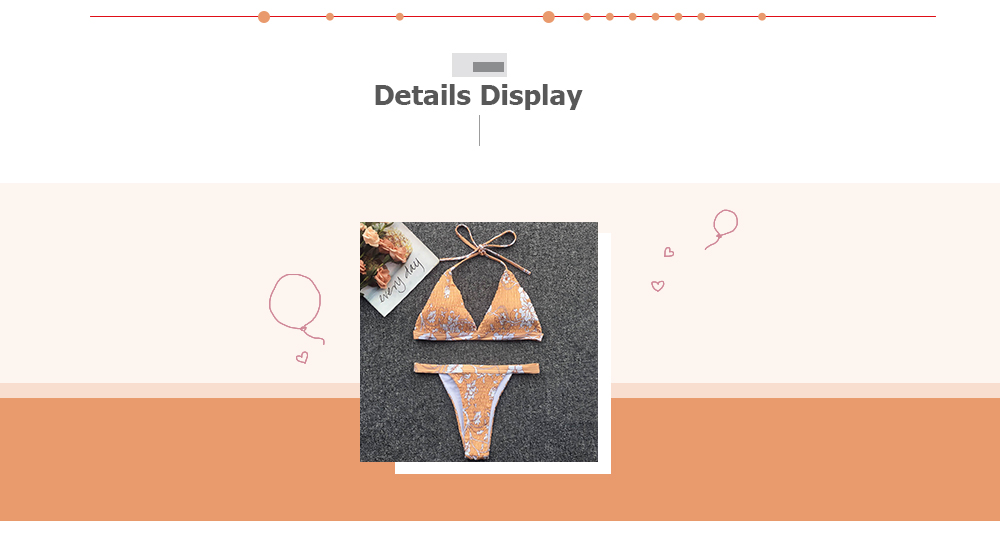 Halter Neck Backless Padded Floral Print Shirring Low Waist Women Bikini Set