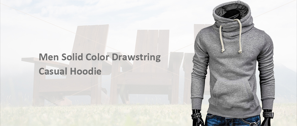 Whole Colored Drawstring Casual Hoodie