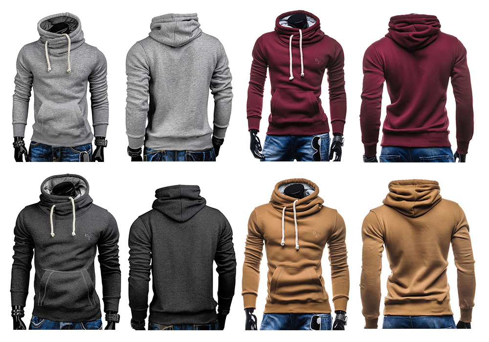 Whole Colored Drawstring Casual Hoodie