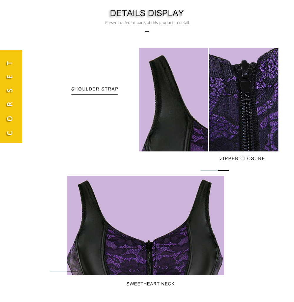 Plus Size Sweetheart Neck Zip Up Corset