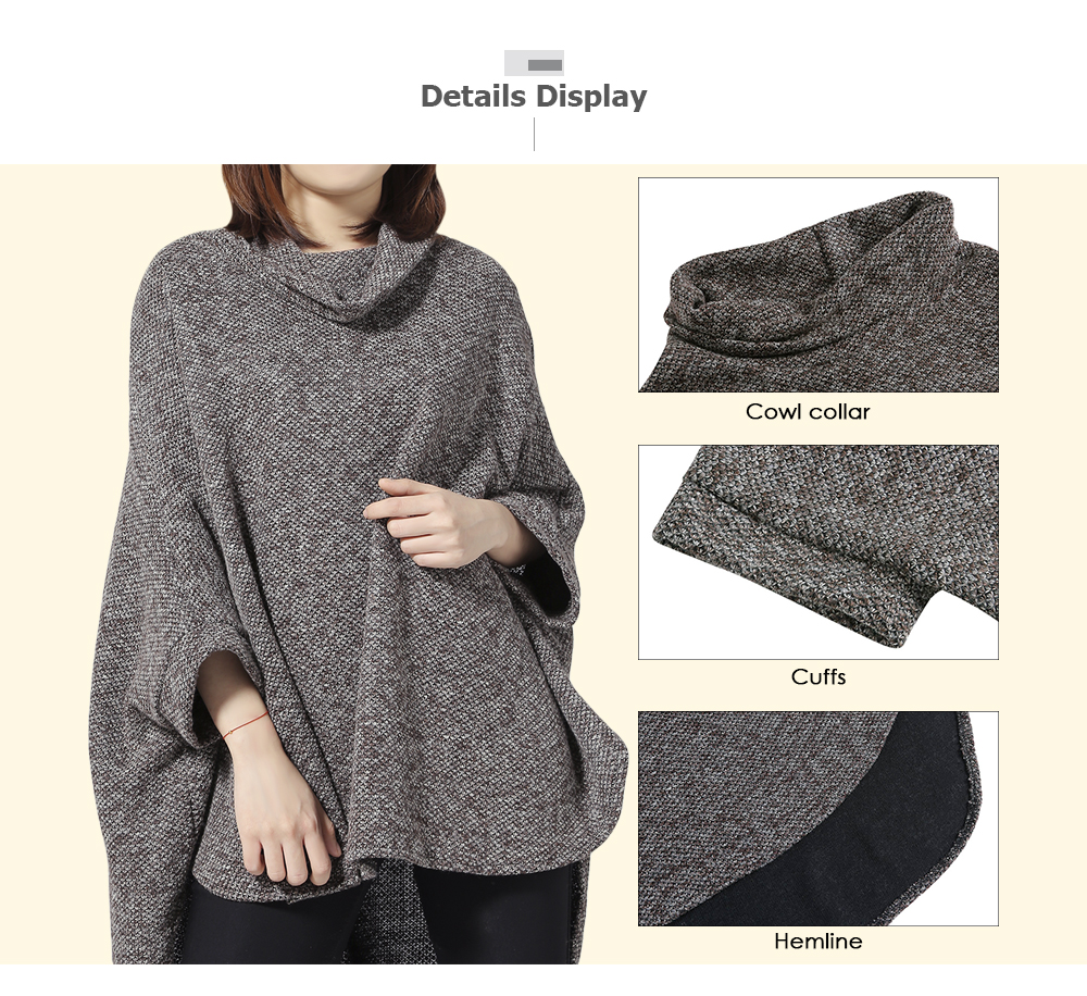 Women Autumn Middle Sleeve Cowl Collar Cloak