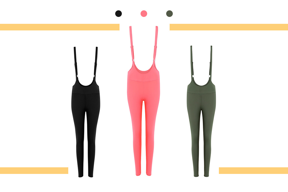 Shoulder Strap High Waist Skinny Solid Color Suspender Trousers Women Pants