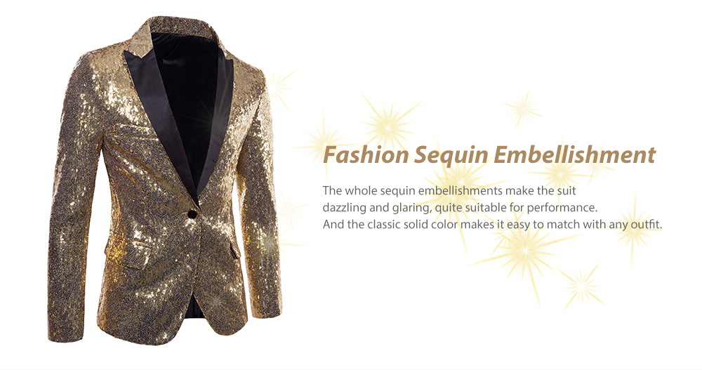 Performance Wear One Button Pockets Sequin Blazer