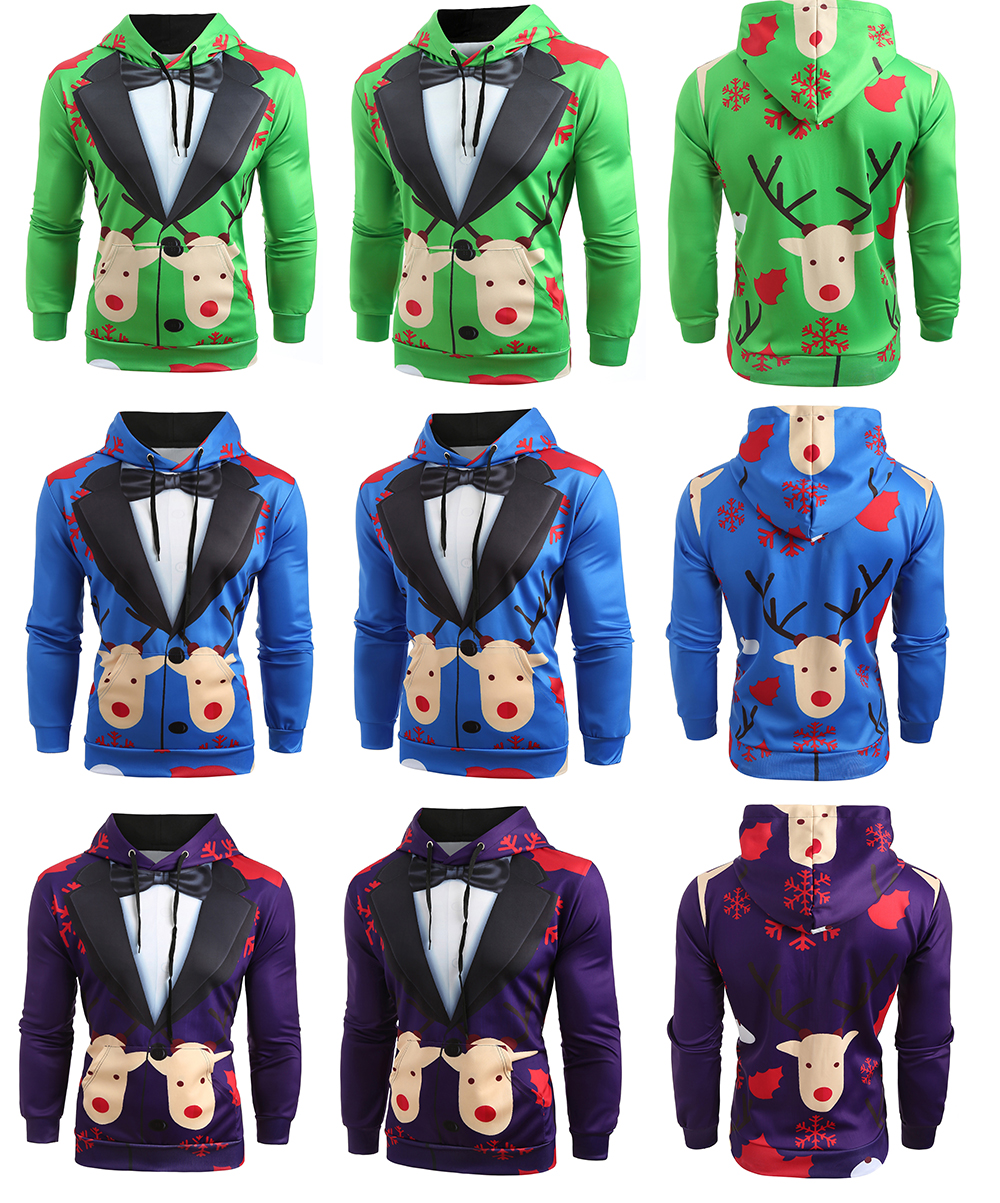 Men Christmas Faux Suit Print Pullover Hoodie