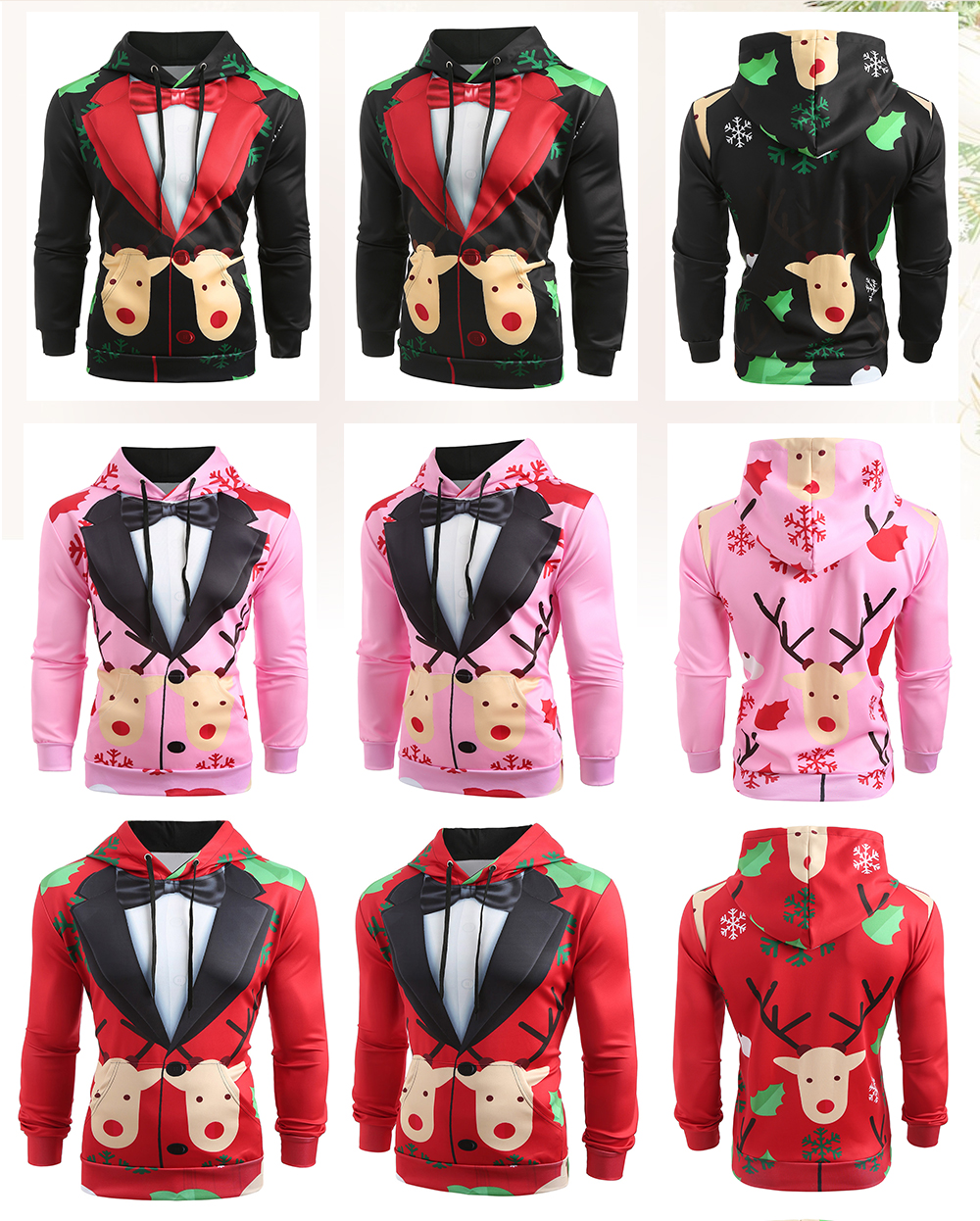 Men Christmas Faux Suit Print Pullover Hoodie