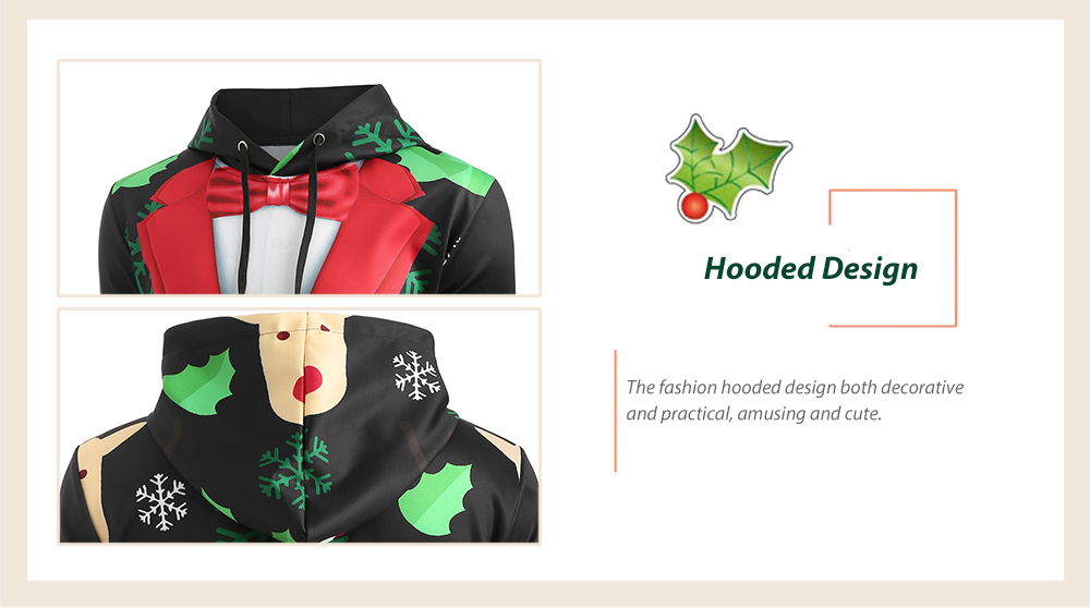 Men Christmas Faux Suit Print Pullover Hoodie