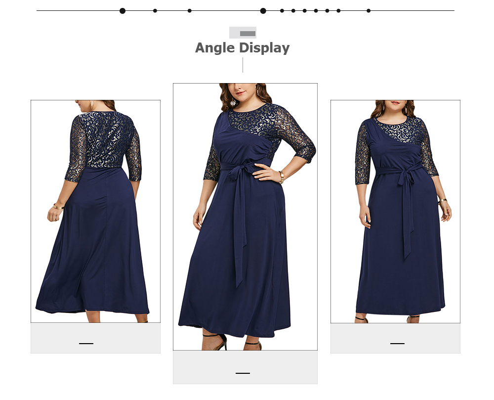 Lace Panel Plus Size Contrast Maxi Dress