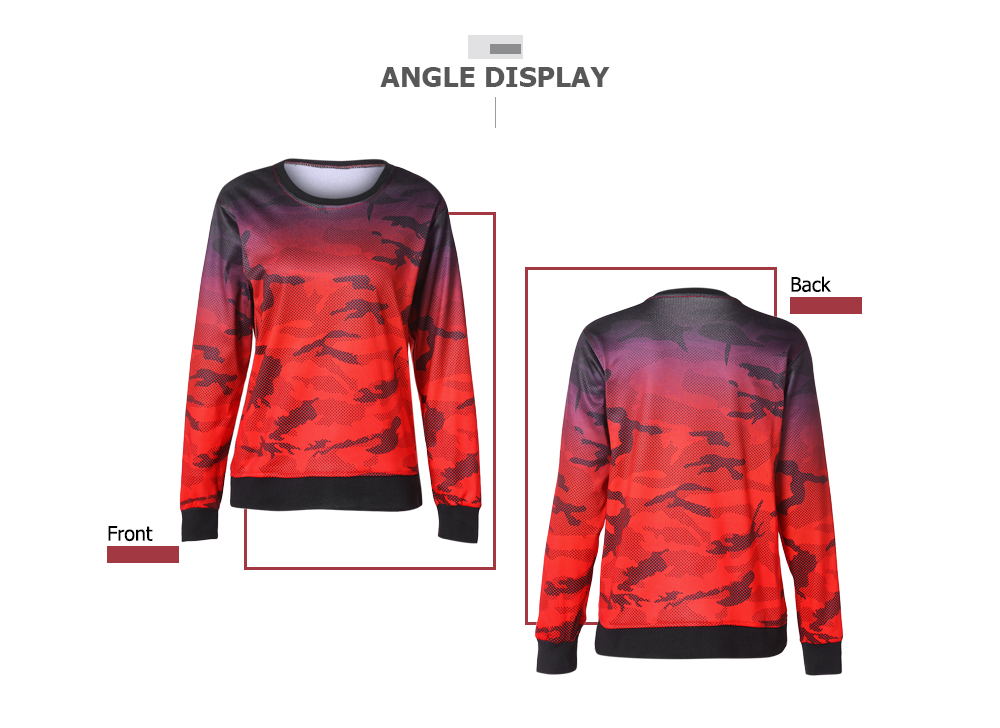 Camouflage Tight Cuff Long Sleeve Crewneck Waistband Men Fleece Sweatshirt