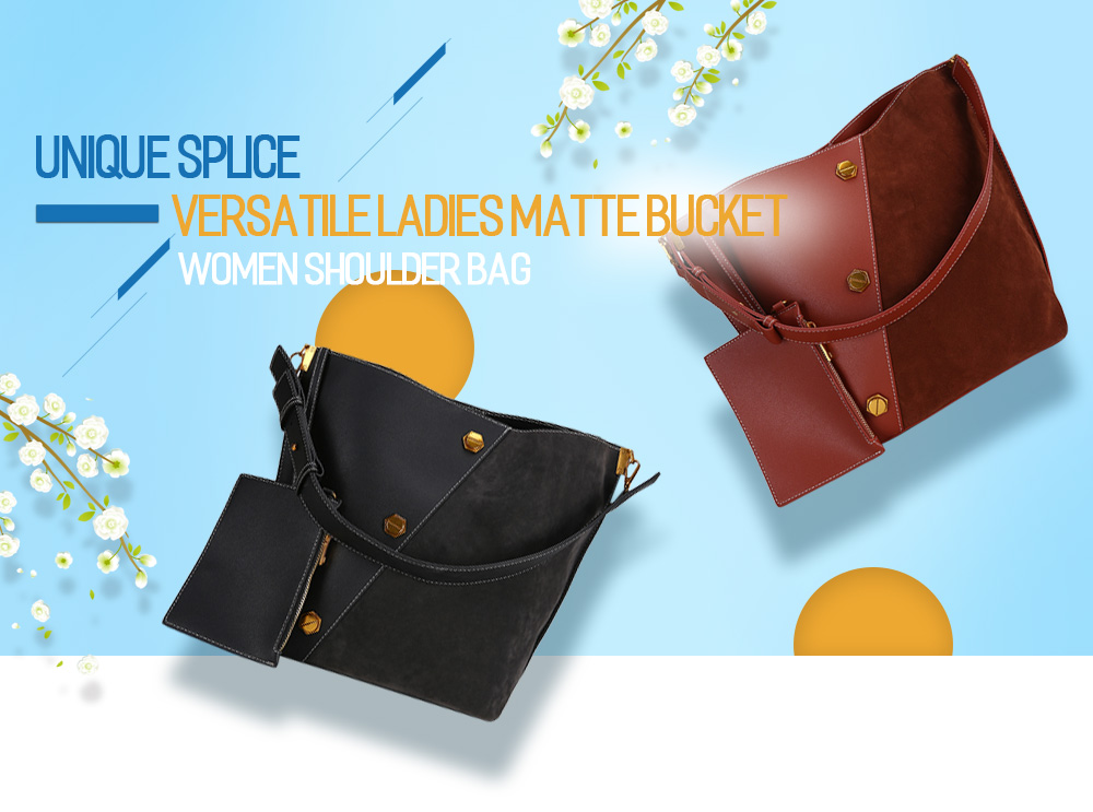 Unique Splice Versatile Ladies Matte Bucket Women Shoulder Bag