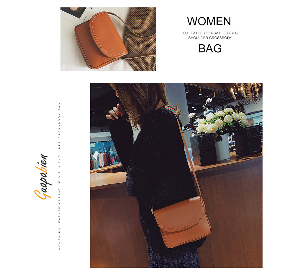 Guapabien Women PU Leather Versatile Girls Shoulder Crossbody Bag