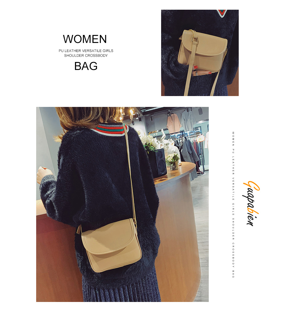 Guapabien Women PU Leather Versatile Girls Shoulder Crossbody Bag