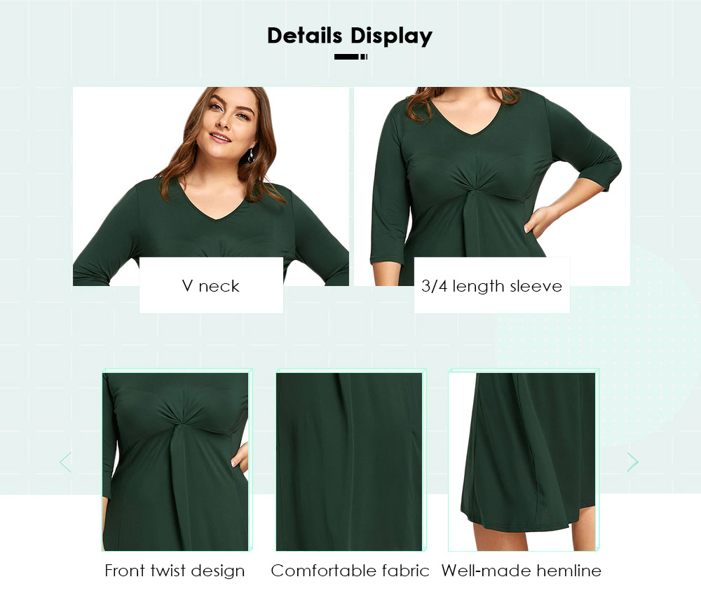 Jersey Knot Plus Size V Neck Midi Dress