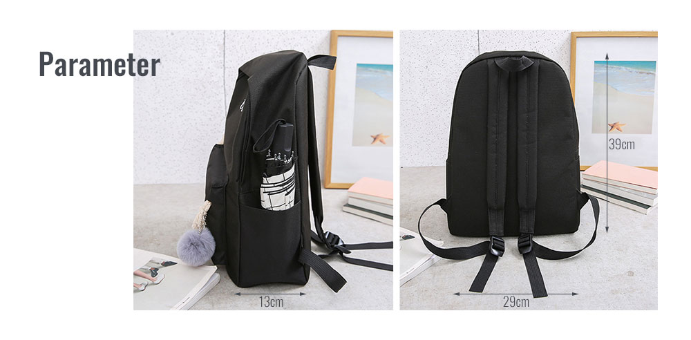 4PCS Girls Casual Bag Letter Embroidered Lightweight Women Backpack