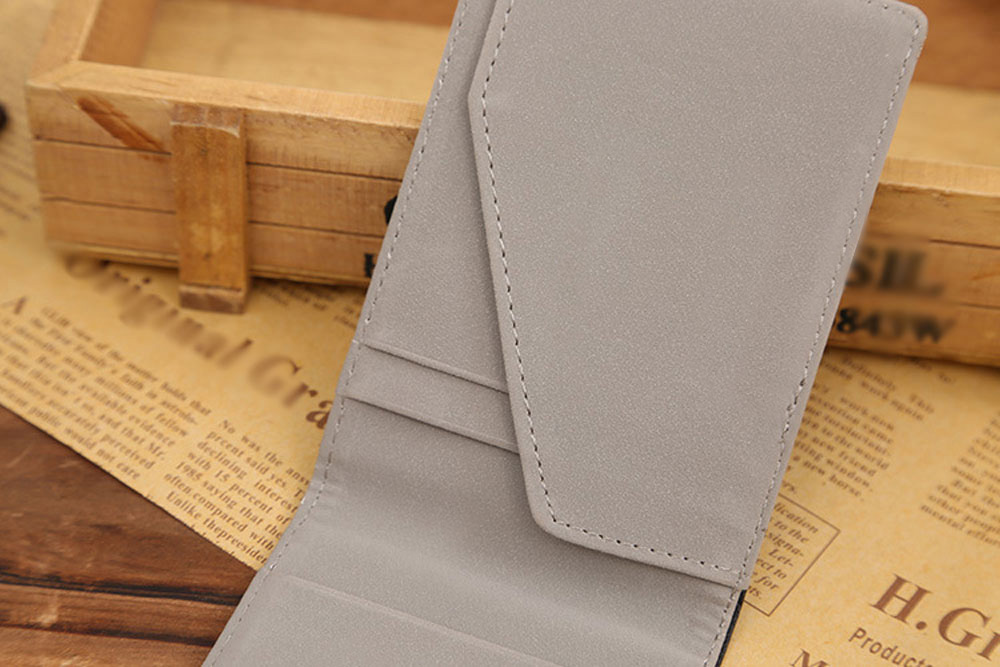 Unisex Open Horizontal PU Leather Short Hard Money Clip