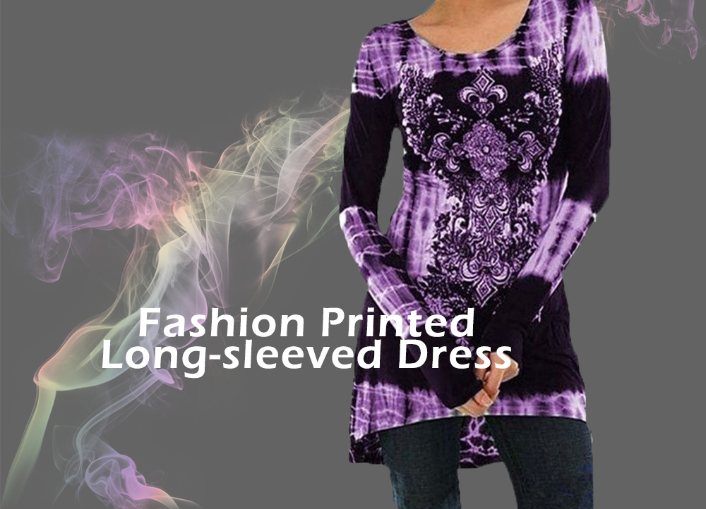 Fashion Printed Long-sleeved Dress