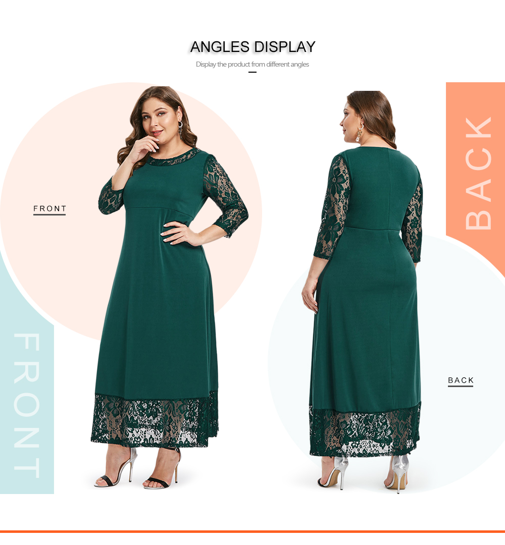 Plus Size Lace Hem Maxi Dress