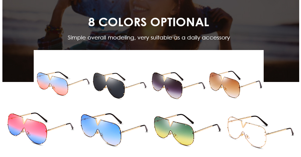 UV400 Conjoined Metal Sunglasses Stylish Eyewear Glasses for Women