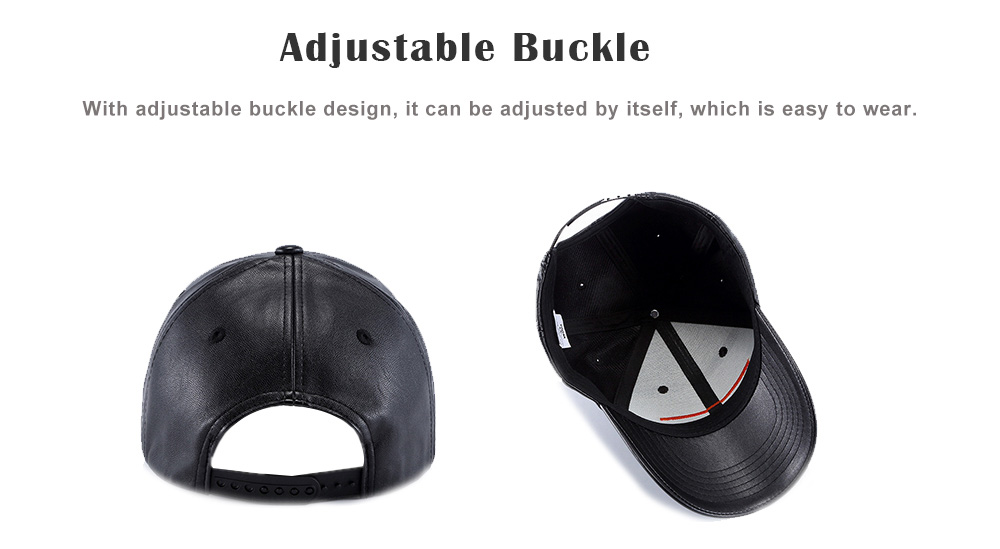 Wuke K604 Adjustable Black PU Leather Baseball Cap Outdoor Sport Hat