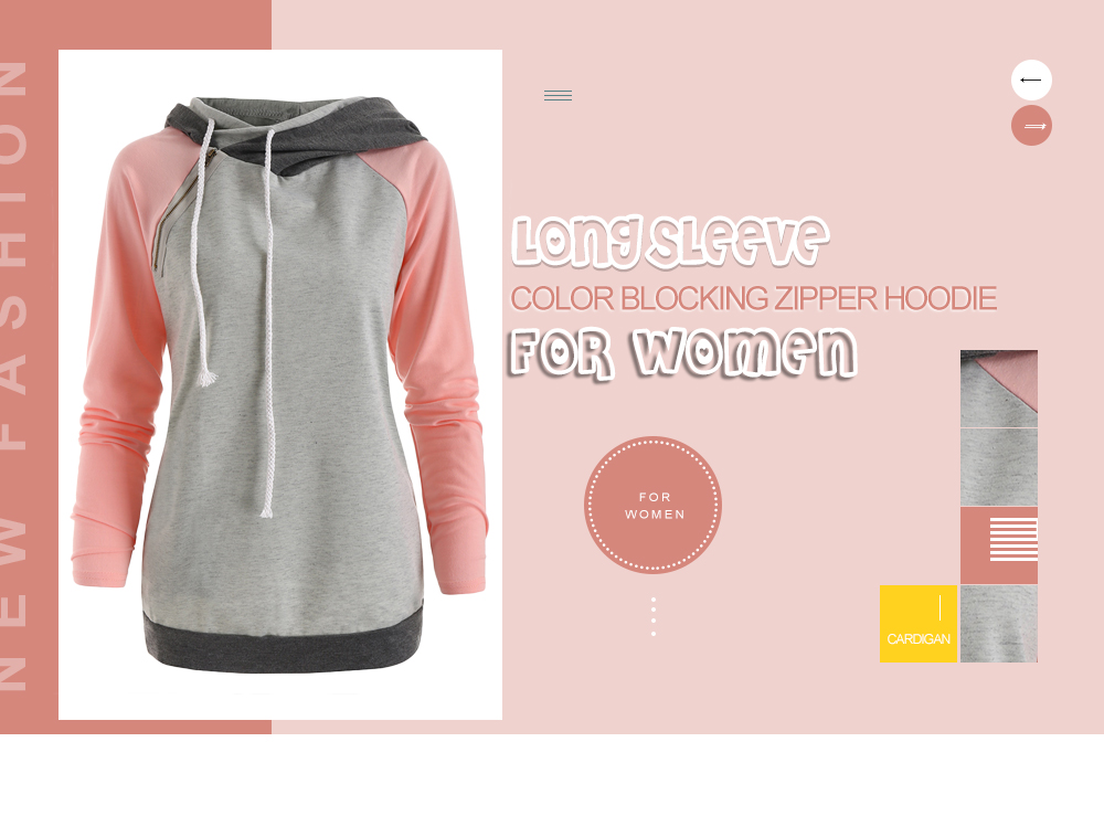 Raglan Sleeve Color Block Zipper Hoodie